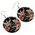 Japanese Style Floral Disk Earrings (Silver&Black) - view 5
