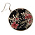 Japanese Style Floral Disk Earrings (Silver&Black) - view 3