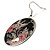 Japanese Style Floral Disk Earrings (Silver&Black) - view 7