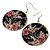 Japanese Style Floral Disk Earrings (Silver&Black) - view 8