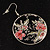Japanese Style Floral Disk Earrings (Silver&Black) - view 10