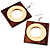 Cut-Out Square Wooden Drop Earrings (Brown&Cream) - view 3