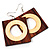 Cut-Out Square Wooden Drop Earrings (Brown&Cream)