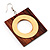 Cut-Out Square Wooden Drop Earrings (Brown&Cream) - view 4
