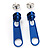 Small Blue Metal Zipper Stud Earrings - view 2