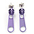 Small Lavender Metal Zipper Stud Earrings - view 2