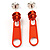 Small Orange Metal Zipper Stud Earrings - view 2