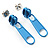 Small Sky Blue Metal Zipper Stud Earrings