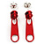 Small Red Metal Zipper Stud Earrings - view 2