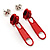 Small Red Metal Zipper Stud Earrings