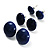 Set Of 3 Dark Blue Button Shaped Stud Earrings (22mm, 17mm, 13mm) - view 3
