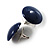 Set Of 3 Dark Blue Button Shaped Stud Earrings (22mm, 17mm, 13mm) - view 4