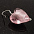 Pale Pink Glittering Puffed Heart Glass Drop Earrings (Silver Tone) - view 5