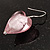 Pale Pink Glittering Puffed Heart Glass Drop Earrings (Silver Tone) - view 4
