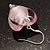 Pale Pink Glittering Puffed Heart Glass Drop Earrings (Silver Tone) - view 6