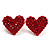 Hot Red Crystal Heart Stud Earrings