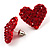 Hot Red Crystal Heart Stud Earrings - view 2