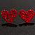 Hot Red Crystal Heart Stud Earrings - view 5