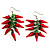Glass Hot Red Chilly Dangle Earrings - 65mm L - view 5
