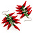 Glass Hot Red Chilly Dangle Earrings - 65mm L - view 3
