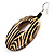 Wood Coco Zebra Print Oval Drop Hoop Earrings (Black&Beige) - view 3