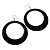 Large Black Enamel Hoop Drop Earrings (Silver Metal Finish) - 6.5cm Diameter - view 2