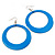 Large Light Blue Enamel Hoop Drop Earrings (Silver Metal Finish) - 6.5cm Diameter - view 2
