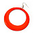 Large Bright Orange Enamel Hoop Drop Earrings (Silver Metal Finish) - 6.5cm Diameter - view 4