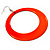 Large Bright Orange Enamel Hoop Drop Earrings (Silver Metal Finish) - 6.5cm Diameter - view 5