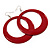 Large Red Enamel Hoop Drop Earrings (Silver Metal Finish) - 6.5cm Diameter - view 3