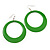 Large Grass Green Enamel Hoop Drop Earrings (Silver Metal Finish) - 6.5cm Diameter - view 2