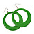 Large Grass Green Enamel Hoop Drop Earrings (Silver Metal Finish) - 6.5cm Diameter - view 3