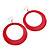 Large Raspberry Pink Enamel Hoop Drop Earrings (Silver Metal Finish) - 6.5cm Diameter - view 2