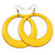 Large Bright Yellow Enamel Hoop Drop Earrings (Silver Metal Finish) - 6.5cm Diameter - view 4