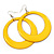 Large Bright Yellow Enamel Hoop Drop Earrings (Silver Metal Finish) - 6.5cm Diameter