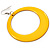 Large Bright Yellow Enamel Hoop Drop Earrings (Silver Metal Finish) - 6.5cm Diameter - view 5