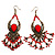 Bright Red Bead Chandelier Earrings (Antique Bronze)
