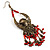 Bright Red Bead Chandelier Earrings (Antique Bronze) - view 6
