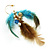 Gold Tone Boho Chic Feather Long Earrings (Blue&Brown) - view 2