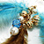 Gold Tone Boho Chic Feather Long Earrings (Blue&Brown) - view 4