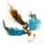 Gold Tone Boho Chic Feather Long Earrings (Blue&Brown) - view 5