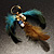 Gold Tone Boho Chic Feather Long Earrings (Blue&Brown) - view 3