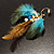 Gold Tone Boho Chic Feather Long Earrings (Blue&Brown) - view 6