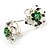 Textured Light Green Diamante Floral Stud Earrings (Silver Tone) - view 4