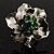 Textured Light Green Diamante Floral Stud Earrings (Silver Tone) - view 2