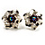 Textured Fuchsia Diamante Floral Stud Earrings (Silver Tone) - view 3
