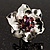 Textured Fuchsia Diamante Floral Stud Earrings (Silver Tone) - view 4