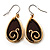 Gold Tone Wood Drop Earrings