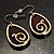 Gold Tone Wood Drop Earrings - view 3