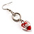 Red Heart Glass Drop Earrings - view 2